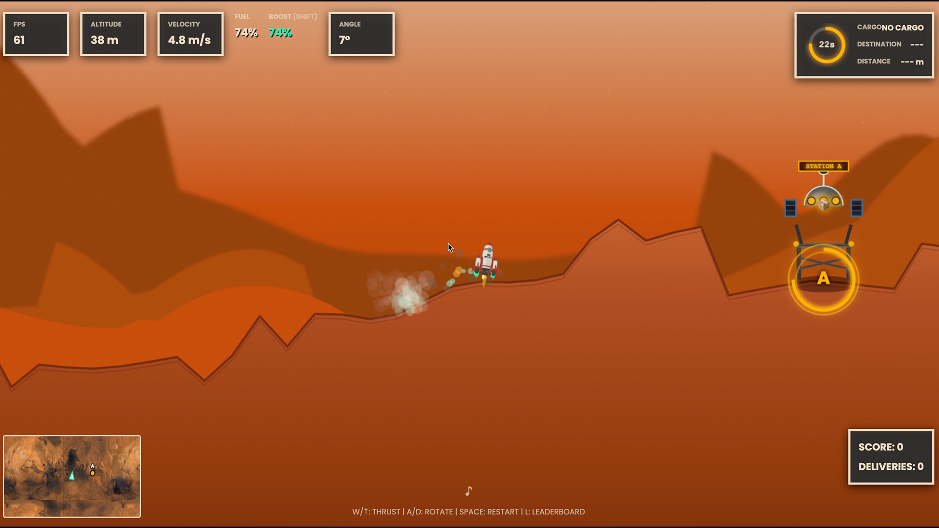 Red Horizon Gameplay - Flying over Martian terrain